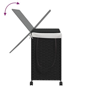 Wasmand op wielen 60x35x60,5 cm rattan zwart 7