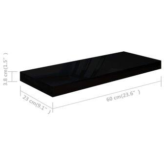 Wandschap zwevend 60x23,5x3,8 cm MDF hoogglans zwart 7