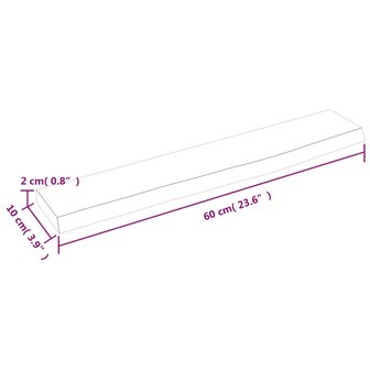 Wandschap 60x10x2 cm onbehandeld massief eikenhout 7