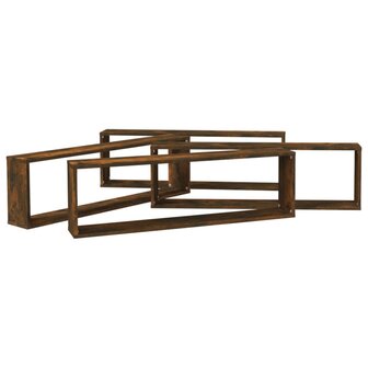 Wandschappen kubus 4 st 100x15x30 cm bewerkt hout gerookt eiken 4