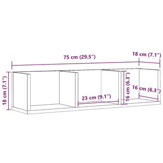 Cd-wandschap 75x18x18 cm bewerkt hout oud houtkleurig 9