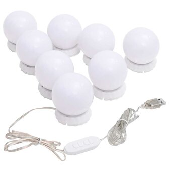 Wandspiegel met LED-lampen vierkant glas 8