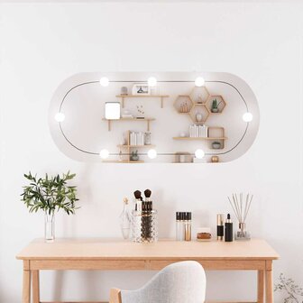 Wandspiegel met LED&amp;apos;s ovaal 25x60 cm glas 1