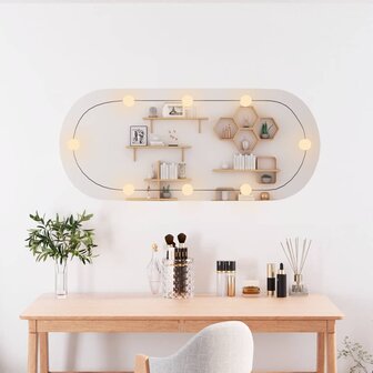 Wandspiegel met LED&amp;apos;s ovaal 25x60 cm glas 3