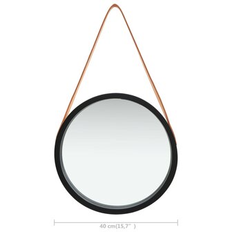 Wandspiegel met band 40 cm zwart 6