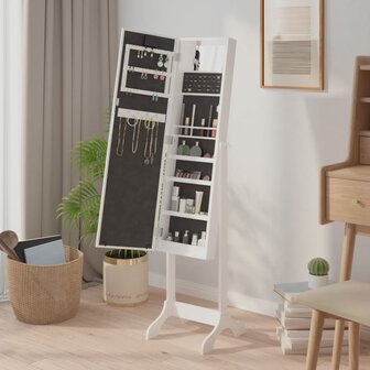 Spiegel vrijstaand met LED&amp;apos;s 34x37x146 cm wit 5