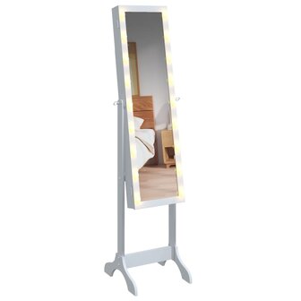 Spiegel vrijstaand met LED&amp;apos;s 34x37x146 cm wit 6
