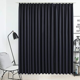 Gordijn verduisterend met haken 290x245 cm zwart 1