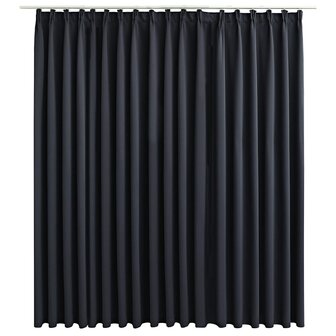Gordijn verduisterend met haken 290x245 cm zwart 2