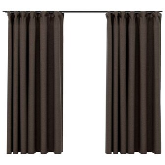 Gordijnen linnen-look verduisterend haken 2 st 140x175 cm taupe 2