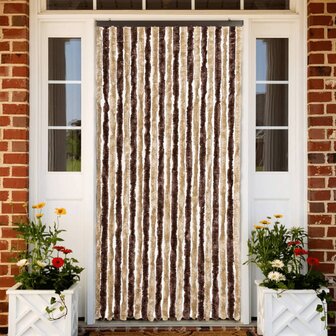 Vliegengordijn 90x220 cm chenille beige en lichtbruin 1