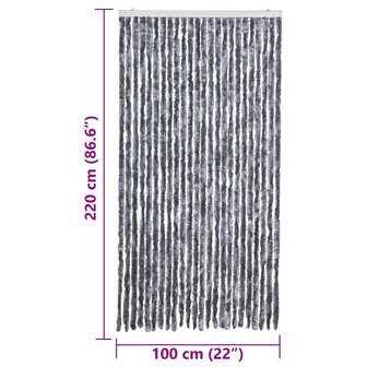Vliegengordijn 100x220 cm chenille zilverkleurig 7