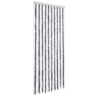 Vliegengordijn 90x200 cm chenille grijs en wit 2