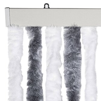 Vliegengordijn 90x200 cm chenille grijs en wit 4