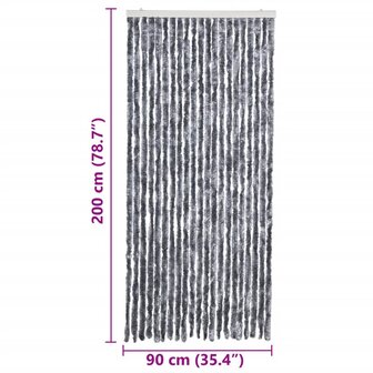 Vliegengordijn 90x200 cm chenille zilverkleurig 7