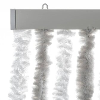 Vliegengordijn 90x200 cm chenille lichtgrijs en wit 4