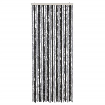 Vliegengordijn 56x185 cm chenille grijs en zwart 3