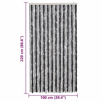 Vliegengordijn 100x220 cm chenille grijs en zwart 7
