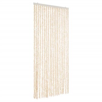 Vliegengordijn 56x185 cm chenille beige en wit 2