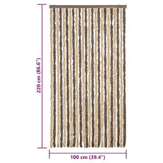 Vliegengordijn 100x220 cm chenille donkerbruin en beige 7