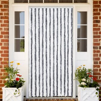 Vliegengordijn 100x230 cm chenille grijs en wit 1