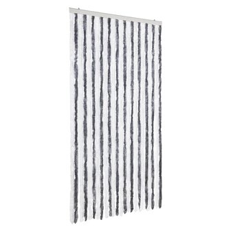 Vliegengordijn 100x230 cm chenille grijs en wit 2