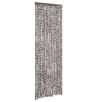Vliegengordijn 56x200 cm chenille bruin en wit 2