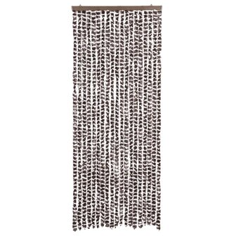 Vliegengordijn 56x200 cm chenille bruin en wit 3