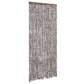 Vliegengordijn 100x200 cm chenille bruin en wit 2