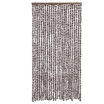 Vliegengordijn 100x200 cm chenille bruin en wit 3