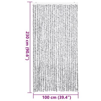 Vliegengordijn 100x230 cm chenille lichtgrijs en donkergrijs 7