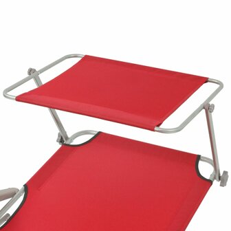 Ligbed met luifel staal rood 3