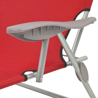Ligbed met luifel staal rood 4