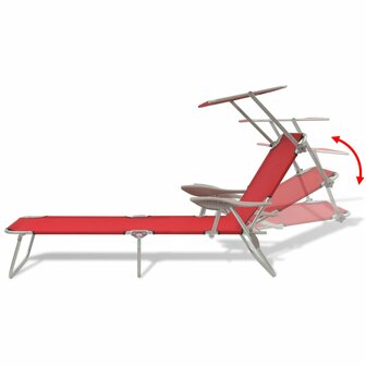 Ligbed met luifel staal rood 5