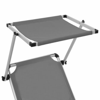 Ligbed inklapbaar met dak aluminium en textileen grijs 6