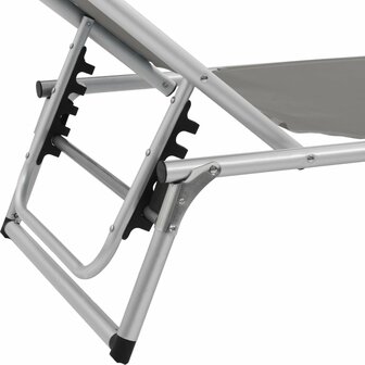 Ligbed inklapbaar met dak aluminium en textileen grijs 8