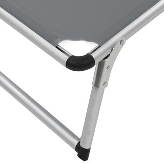 Ligbed inklapbaar met dak aluminium en textileen grijs 9