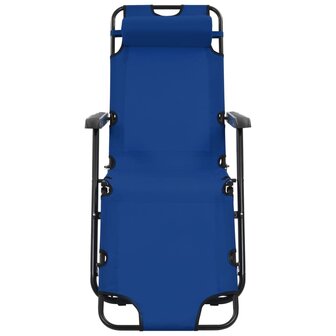 Ligbedden inklapbaar 2 st met voetensteun staal blauw 3