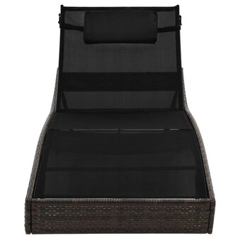Ligbed met kussen poly rattan bruin 3
