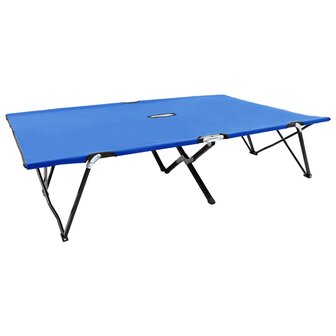 Ligbed 2-persoons inklapbaar staal blauw 1