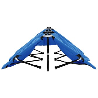 Ligbed 2-persoons inklapbaar staal blauw 4