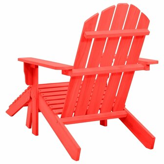 Tuinstoel Adirondack met voetenbank massief vurenhout rood 4