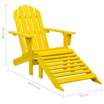 Tuinstoel Adirondack met voetenbank massief vurenhout geel 8