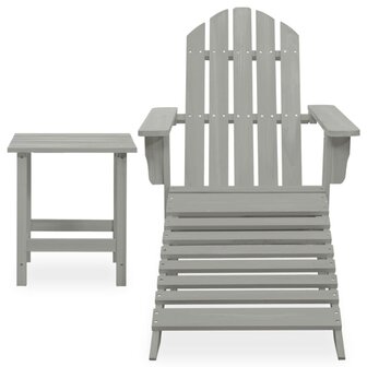 Tuinstoel Adirondack voetenbank tafel massief vurenhout grijs 2