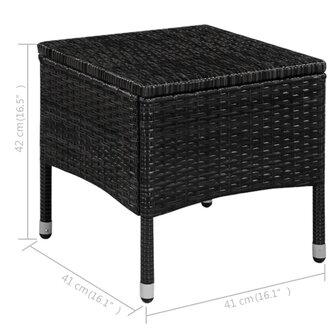 Tuinstoel en kruk met kussens poly rattan zwart 5