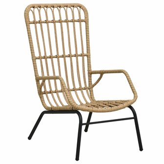 Tuinstoel poly rattan lichtbruin 1