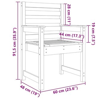 Tuinstoelen 2 st 60x48x91 cm massief grenenhout 8