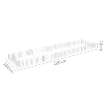 Gabion plantenbak verhoogd 400x100x20 cm gegalvaniseerd staal 6