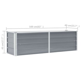 Plantenbak verhoogd 160x40x45 cm gegalvaniseerd staal grijs 7