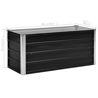 Plantenbak verhoogd 100x40x45 cm gegalvaniseerd staal antraciet 8